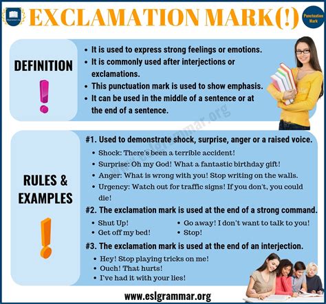 exclamation mark exclamation point rules  examples esl grammar