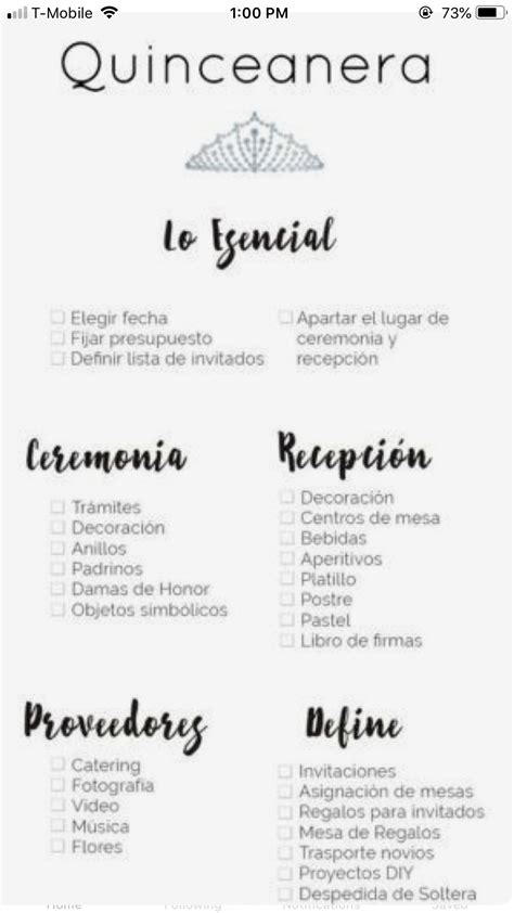 quinceanera checklist printable