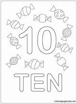 Pages Ten Coloring Candy Numbers Color Kids sketch template