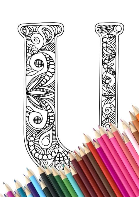 adult colouring page alphabet letter  etsy
