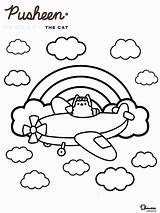 Airplane Pusheen sketch template
