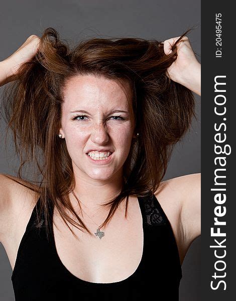 Frustrated Caucasian Girl Pulling Her Hair Free Stock Images And Photos