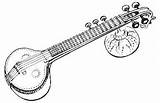 Clipart Carnatic Veena Music Drawing Saraswati Instrument String Instruments Raagas Hindustani Indian Sitar Online Cliparts Clipartmag Fretted Melody Library sketch template