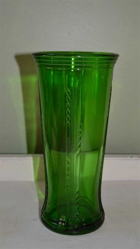 Large Vintage Art Deco Green Glass Vase Home And By Vintageabcs