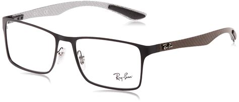 ray ban rubber rx8415 rectangular metal eyeglass frames in black for