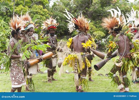 Warrior Tribe Dancing In Tropical Rainforest Village Editorial Photo