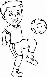 Coloring Football Boy Soccer Playing Pages Ball Bouncing Kids Knee Sports Colouring Printable Boys Sheets Player His Choose Board Little sketch template