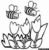Coloring Pages Bee Spring Flower Choose Board Sheets sketch template