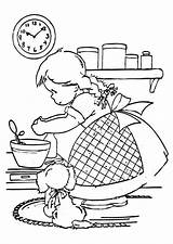 Cooking Coloring Girl Pages Cook Kids Printable Clipart Baking Chef Library Kitty Hello Edupics Popular sketch template
