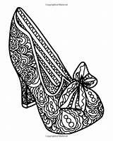 Amazon Coloring Shoe Fashion Book Pages Henna Coloroing Paisley Drawn Adults Ladies Hand sketch template