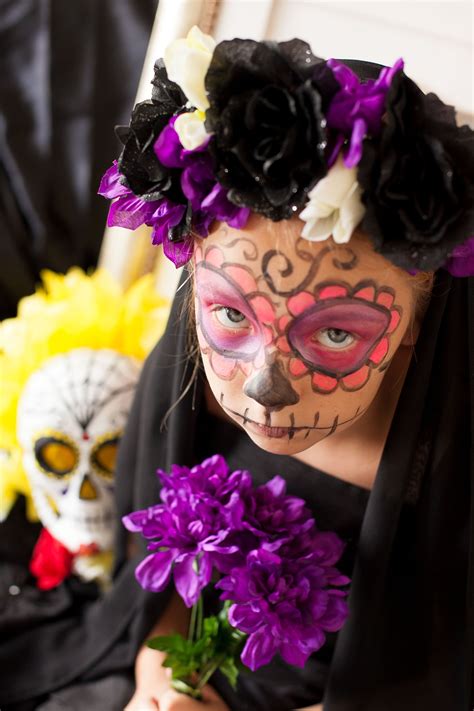 Sugar Skull Face Painting With Tulip Body Art Paint