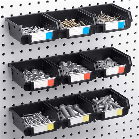 conor tool pegboard bins  pack black hooks   peg board organize hardware