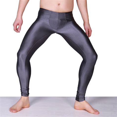 men sexy high elastic slim tight pants low waist spandex