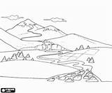 Colorear Relieve Paisajes Montaña Flusslauf Nacimiento Rivier Recorrido Fiume Wasserlandschaften Desembocadura Kleurplaten Landschappen Cumbre Rzeki Bieg Ruscello sketch template