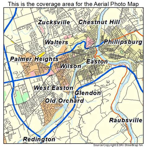 aerial photography map  easton pa pennsylvania