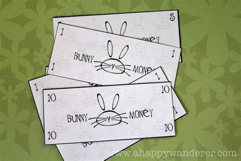 bunny money easter printables  happy wanderers easter play