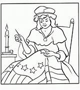 Coloring Revere Betsy Ross sketch template
