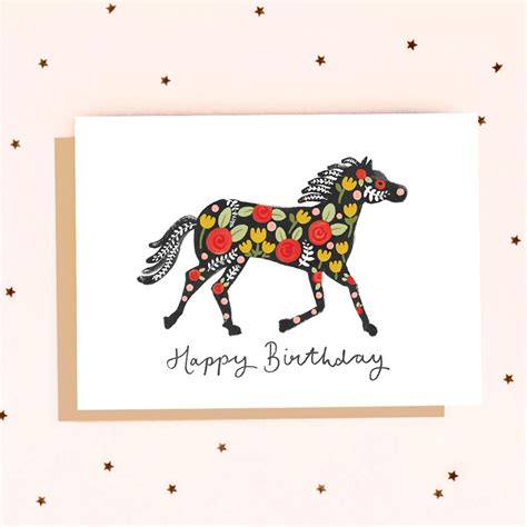 floral horse birthday card etsy horse cards horse birthday