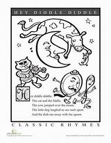 Diddle Hey Coloring Nursery Fairy Tales Rhyme Worksheets Rhymes Preschool Pages Worksheet Activities Kids Sheets Classic Words Pre Education Songs sketch template