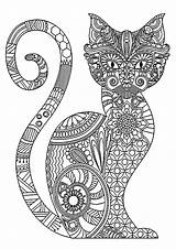 Coloring Cat Pages Adults Cats Patterns Elegant Print Complex Adult Mandala Color Book Cute Justcolor Choose Board Kitten Animal sketch template