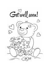 Soon Coloring Well Pages Cute Better Feel Printable Hope Cards Card Bear Kids Teddy Color Colouring Supercoloring Wishes Sheets Printables sketch template