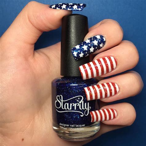 american flag nails manicure  pedicure pedicures   july