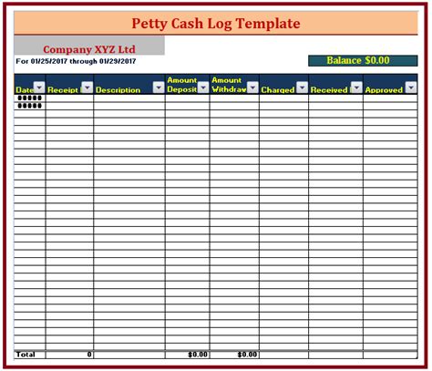 petty cash log templates   printable word excel  formats