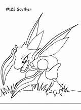 Pokemon Coloring Scyther Pages Kids sketch template