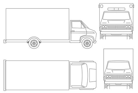 delivery truck elevation blocks autocad drawing dwg file cadbull