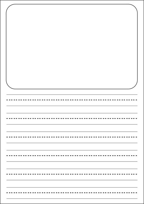 primary writing paper  picture box  printable lined stationery