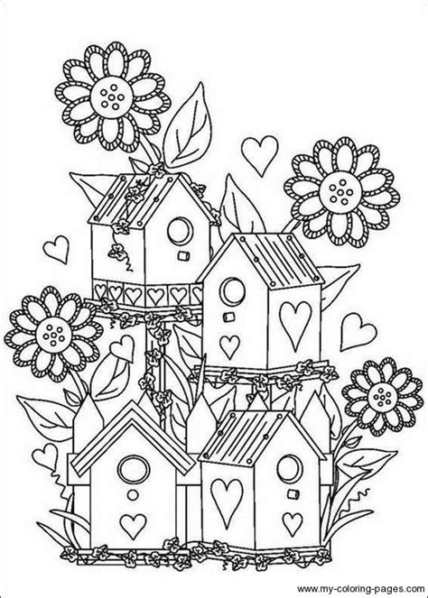 bird houses coloring pages