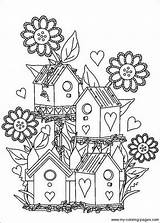 Coloring Pages Birdhouse House Colouring Adults Colour Detailed sketch template