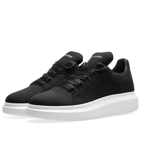 alexander mcqueen exaggerated sole knitted trainers   black