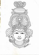 Krishna Pencil Kalamkari sketch template