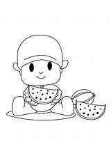 Pocoyo Coloring Pages Watermelon sketch template