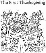 Thanksgiving Coloring Pilgrim Pages Indian First Pilgrims Color Printable Print Enjoying Getcolorings sketch template