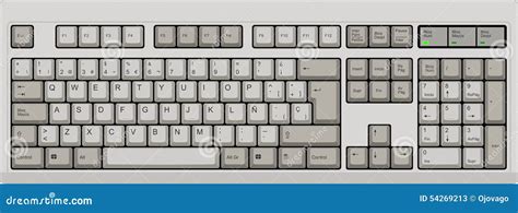 spanish qwerty sp layout keyboard grey stock vector illustration