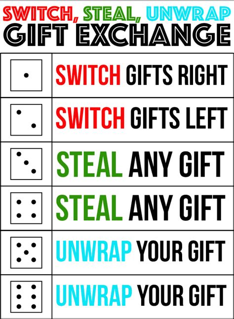 switch steal unwrap luck   dice gift exchange game christmas