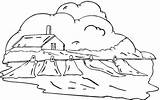 Country Coloring Clouds House Supercoloring Pages Color sketch template