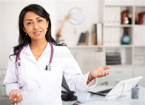 Portrait Of Latin American Female Doctor Stock Image Image Of