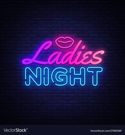 ladies night neon sign night party design vector image