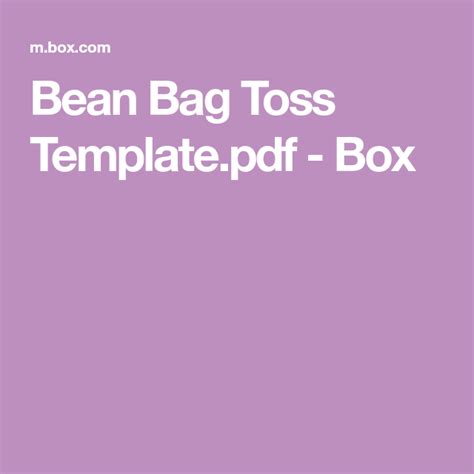 bean bag toss templatepdf box   bag toss bean bag toss