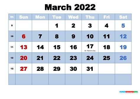 printable  calendar march  word