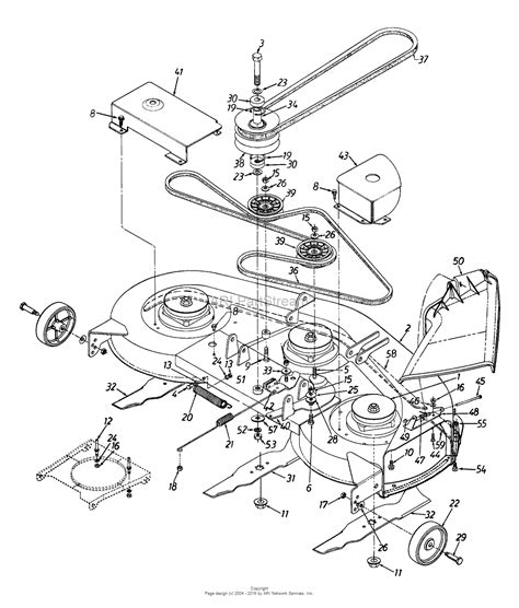 mtd agh  parts diagram  deck assemblyblade spindlesmower deck belts