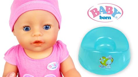 baby born pop plast op het potje en  verschonen de luier kinder speelgoed filmpje nederlands