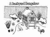 Coloring Chicken Coop Pages Backyard Bungalow Netart Coops Color Line sketch template