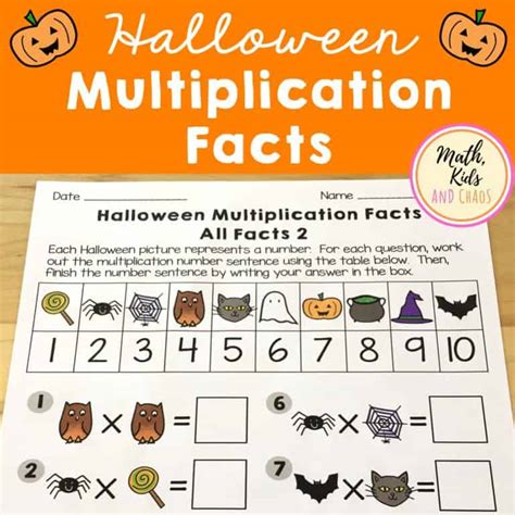 halloween multiplication worksheets math kids  chaos