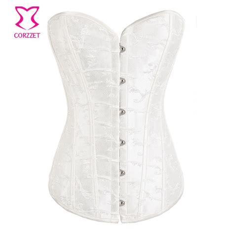 bridal jacquard overbust white bustier top plus size corset sexy