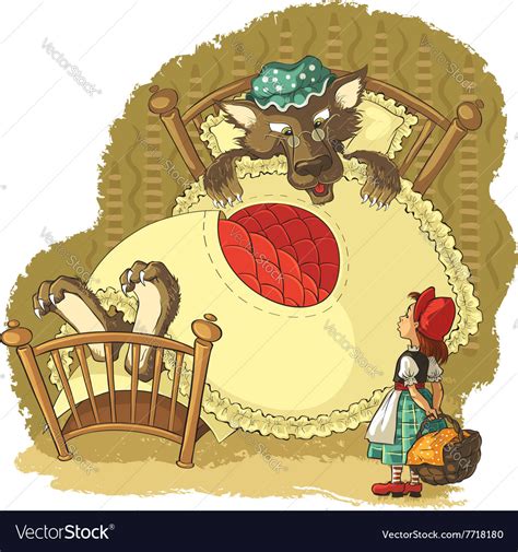 little red riding hood and wolf fairytale vector image