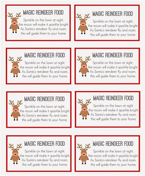 printable reindeer food labels  printable templates